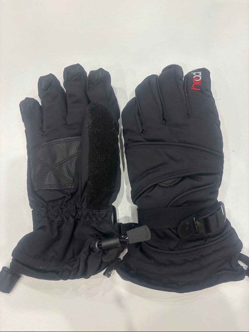 Head Black Kids Ski Mittens with Wrist Strap